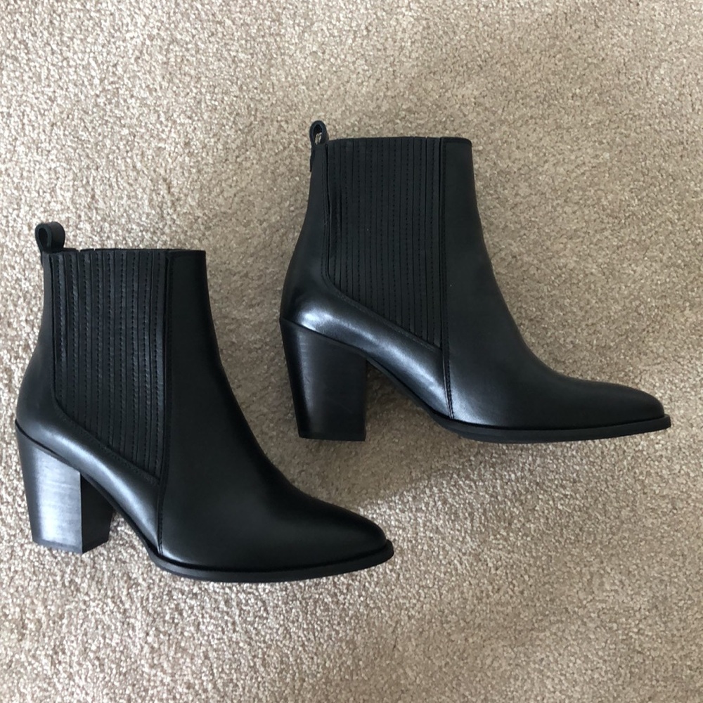 Clarks block heel booties
